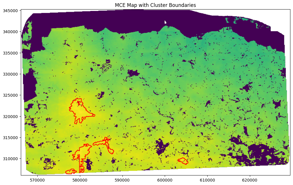 MCE Suitability Map with Cluster Boundaries